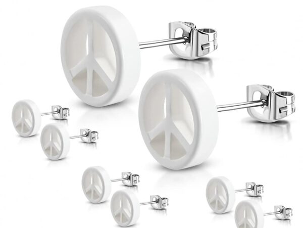 Peace - fehér színű nemesacél fülbevaló ékszer