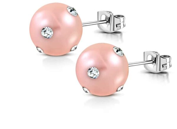 SpirkleSilver - pink színű fülbevaló ékszer - kristállyal díszitve