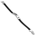 Fekete kaucsuk karkötő, ezüst színű, kivágott nemesacél dísszel