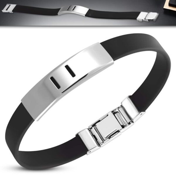 Kaucsuk karkötő, kivágott nemesacél dísszel