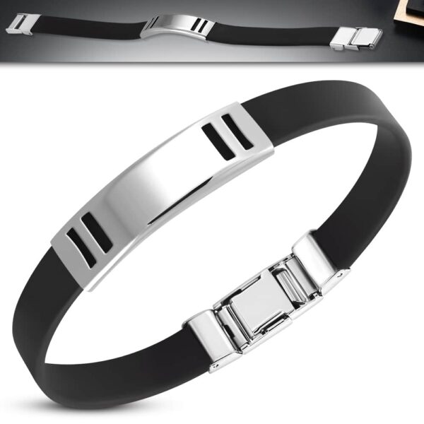 Kaucsuk karkötő, kivágott nemesacél dísszel 2.0