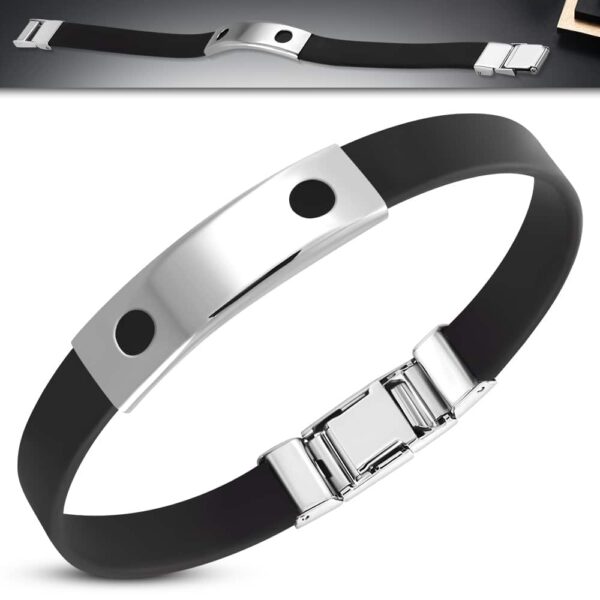 Kaucsuk karkötő, kivágott nemesacél dísszel 4.0