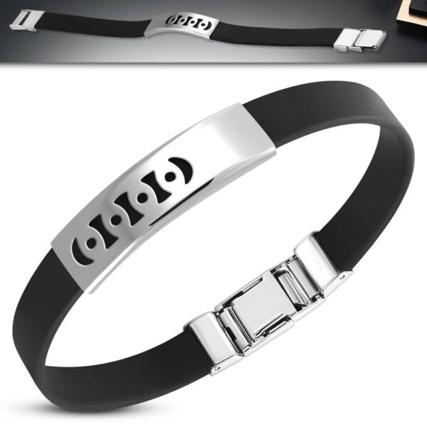 Kaucsuk karkötő, kivágott nemesacél dísszel 