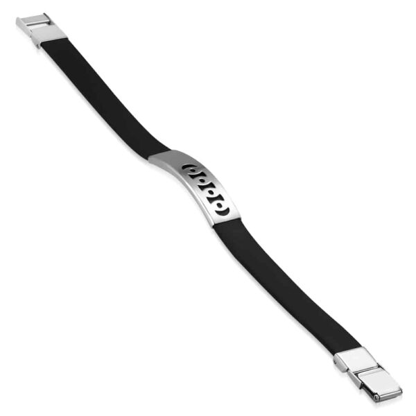 Kaucsuk karkötő, kivágott nemesacél dísszel 