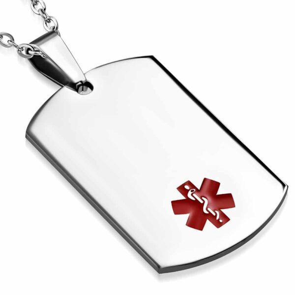 Ezüst színű, gravírozható nemesacél medál orvosi jellel