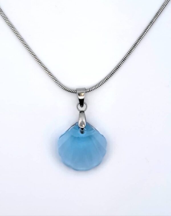 Swarovski® kristályos nemesacél nyaklánc - 16 mm - Aquamarine Shell Pendant