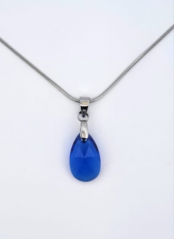 Swarovski® kristályos nemesacél nyaklánc - 16 mm - Majestic Blue Pear