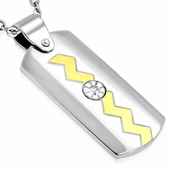 Bicolor nemesacél medál cirkónia kristállyal