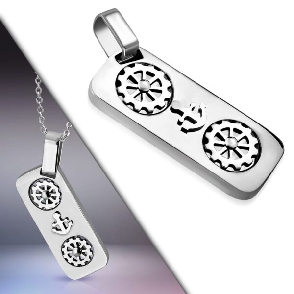 Ezüst színű, hangszalag medál horgony mintával