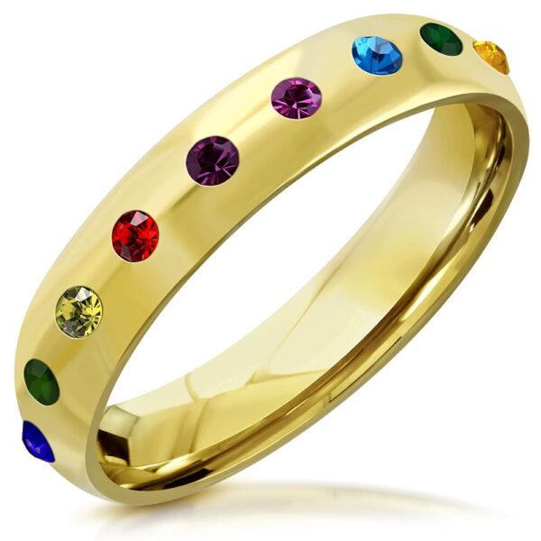 Aura - Arany színű színes cirkónia köves karikagyűrű