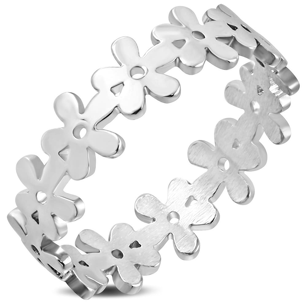 Virágkoszorú formájú nemesacél gyűrű