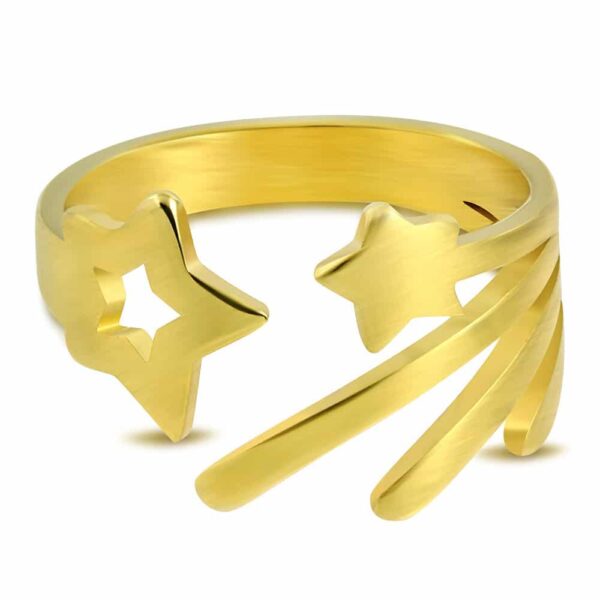 Arany színű nemesacél gyűrű, csillag alakú mintával