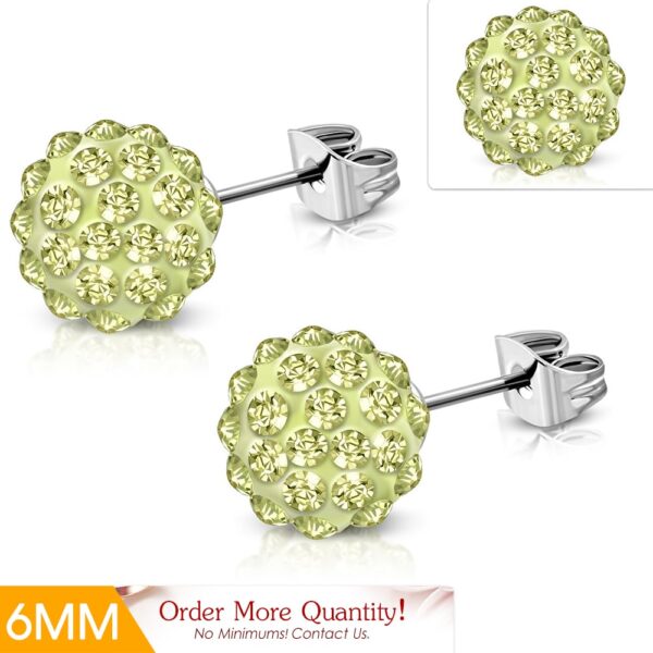 Gömb alakú Shamballa fülbevaló, sárga cirkónia kristállyal