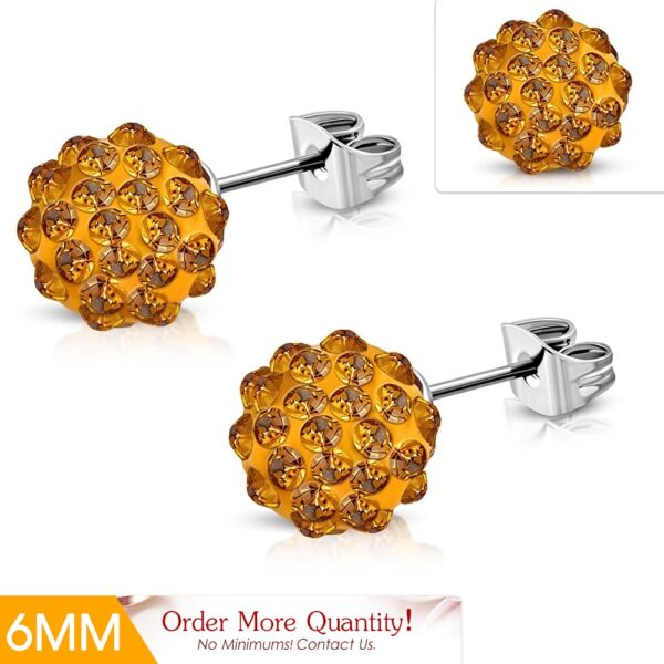 Cirkónia kristályos, gömb alakú nemesacél fülbevaló 