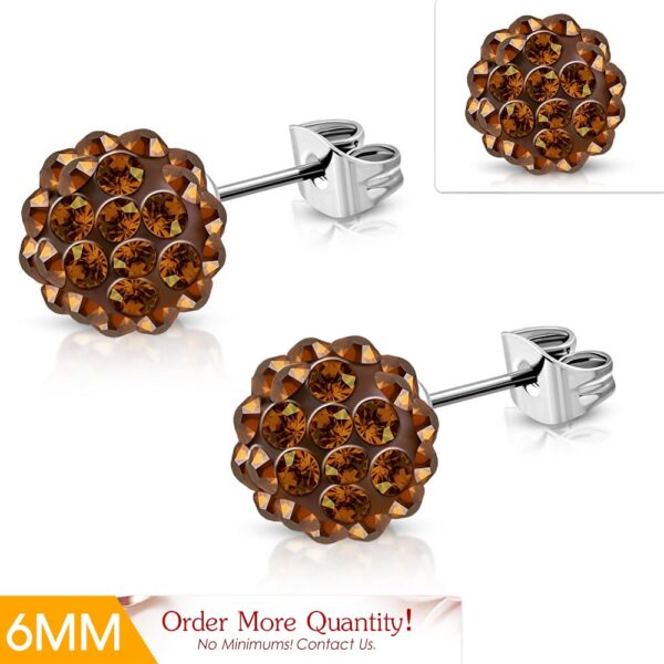 Cirkónia kristályos, gömb alakú nemesacél fülbevaló 