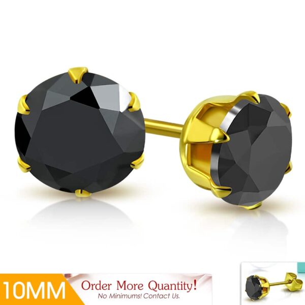 Fekete - arany foglalatos fülbevaló