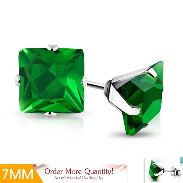 NÉGYZET crystal nemesacél fülbevaló ékszer - 7 mm