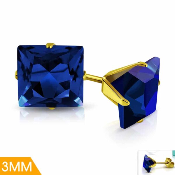 MINI KOCKA fülbevaló sötétkék kristállyal