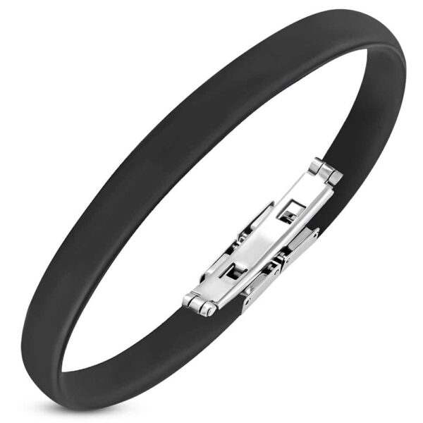 Tulun - fekete kaucsuk karkötő nemesacél zárral.