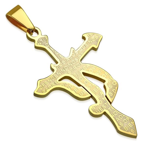 Csillagképes kereszt alakú nemesacél medál