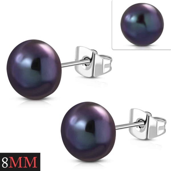 Nemesacél fülbevaló, színes gyönggyel