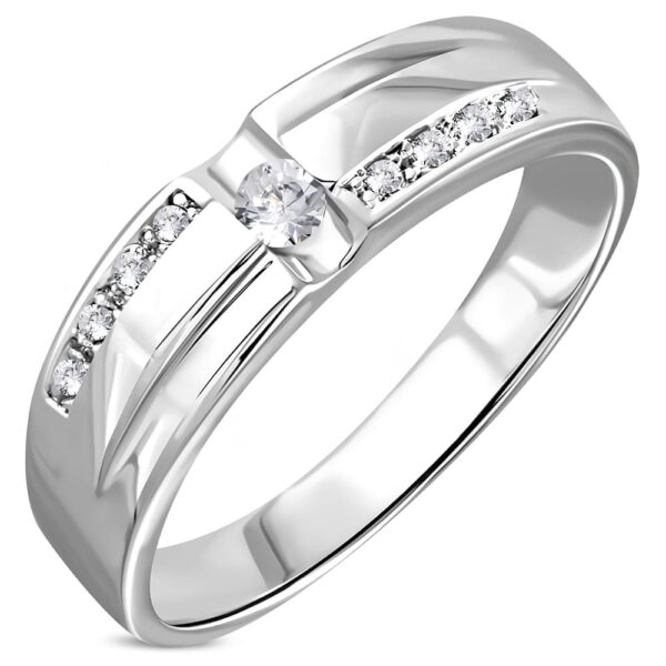 Ezüst színű karikagyűrű cirkónia kristállyal