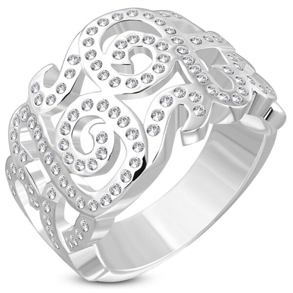 Rosie - Ezüst színű karikagyűrű kristályokkal díszítve