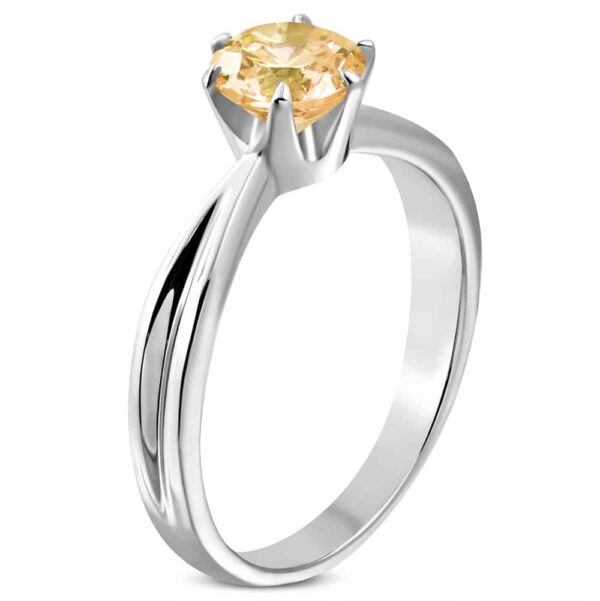 Champagne Dream kristályos ezüst színű nemesacél gyűrű