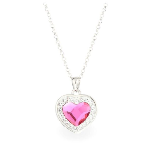 Pink szives swarovski kristályos ezüst nyaklánc