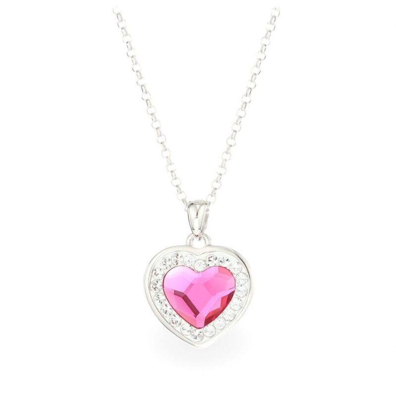 Pink szives swarovski kristályos ezüst nyaklánc