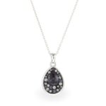 Fekete swarovski kristályos 925 ezüst nyaklánc