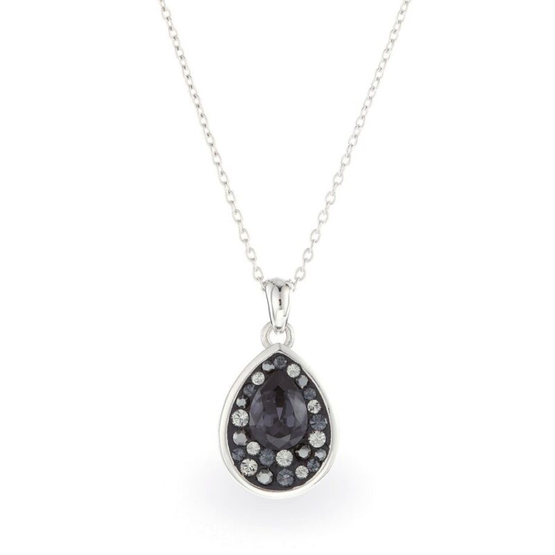 Fekete swarovski kristályos 925 ezüst nyaklánc
