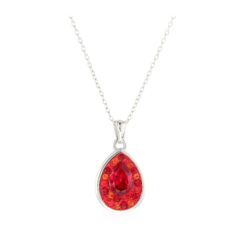 Piros swarovski kristályos ezüst nyaklánc