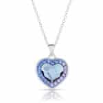 Swarovski kristályos ezüst nyaklánc lila szív medállal