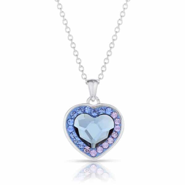 Swarovski kristályos ezüst nyaklánc lila szív medállal