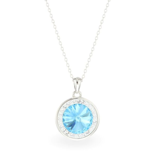 Swarovski kristályos ezüst nyaklánc világos kék kristállyal