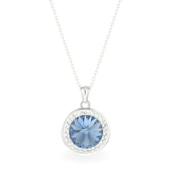 Swarovski kristályos ezüst nyaklánc csillogó nap medállal ajándék díszdobozban - Sötét kék