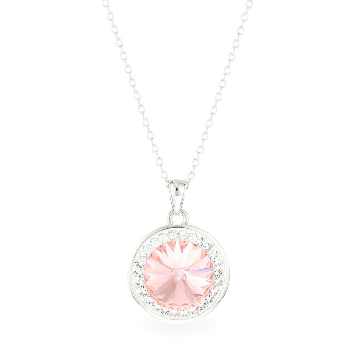 Swarovski kristályos ezüst nyaklánc rózsaszín kristállyal