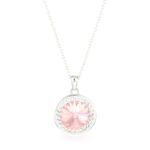 Swarovski kristályos ezüst nyaklánc rózsaszín kristállyal