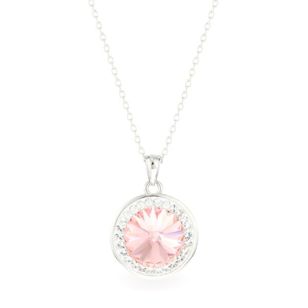 Swarovski kristályos ezüst nyaklánc rózsaszín kristállyal