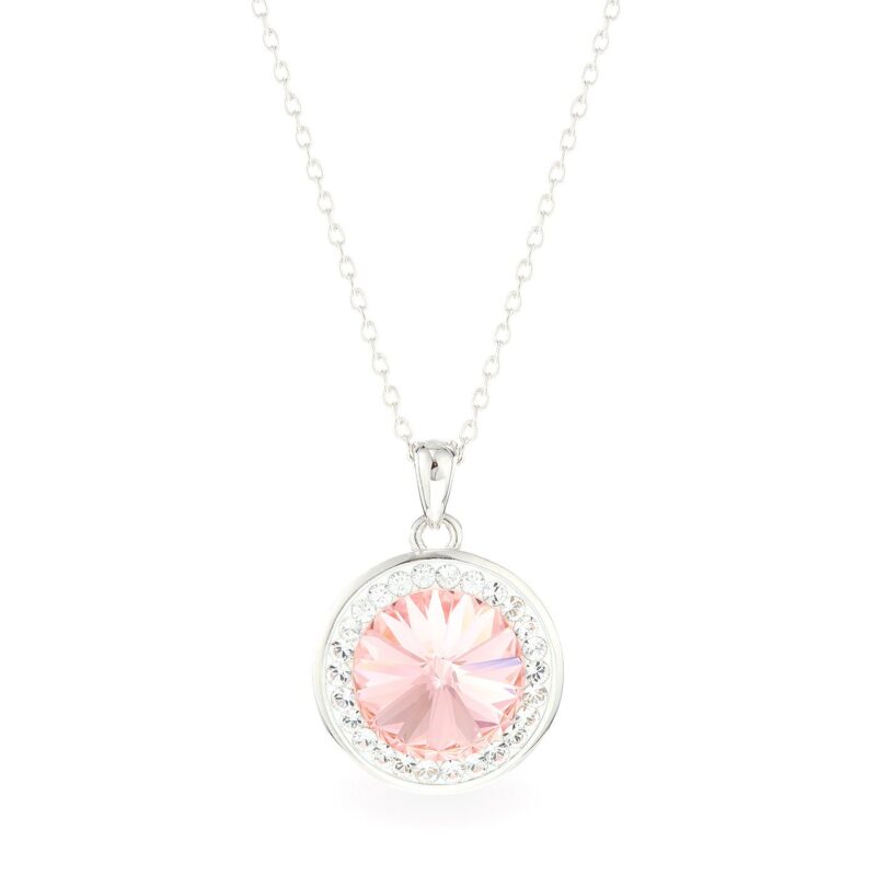 Swarovski kristályos ezüst nyaklánc rózsaszín kristállyal