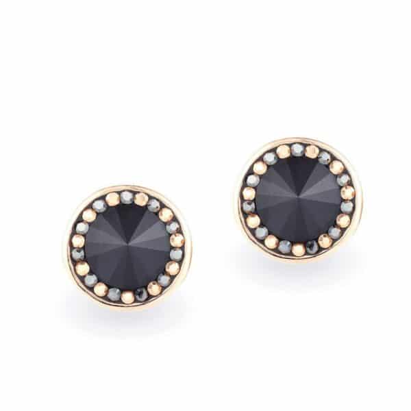 Swarovski kristályos ezüst fülbevaló – Brilliance Orbit Fekete – ajándék díszdobozban