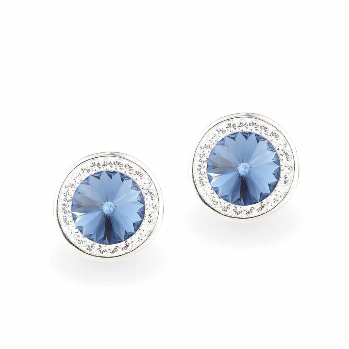 Sötét kék swarovski kristályos ezüst fülbevaló