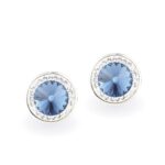 Sötét kék swarovski kristályos ezüst fülbevaló