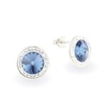 Swarovski kristályos ezüst fülbevaló - Brilliance Orbit Sötét Kék - ajándék díszdobozban