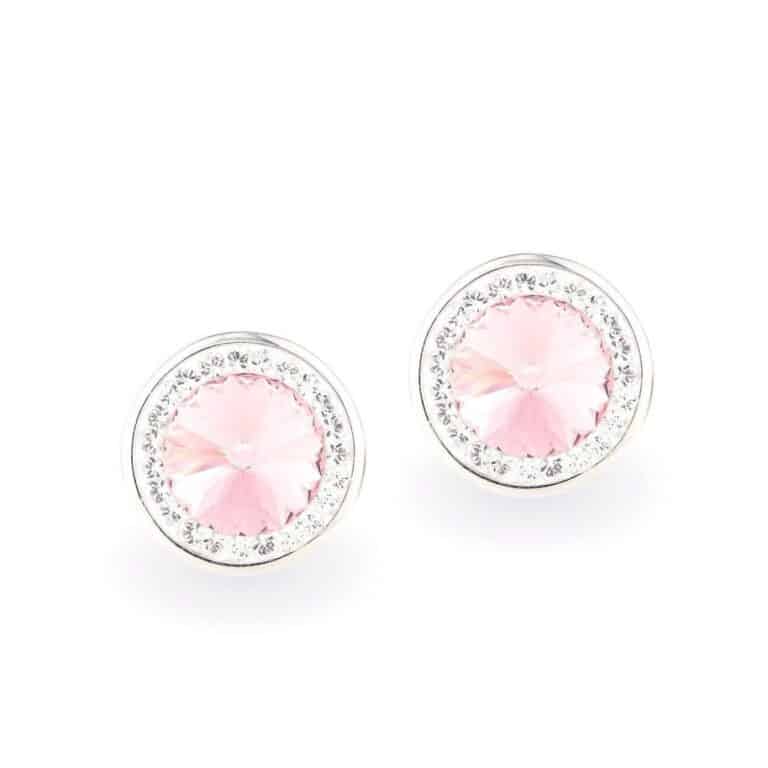 Swarovski kristályos ezüst fülbevaló – Brilliance Orbit Rózsaszín – ajándék díszdobozban