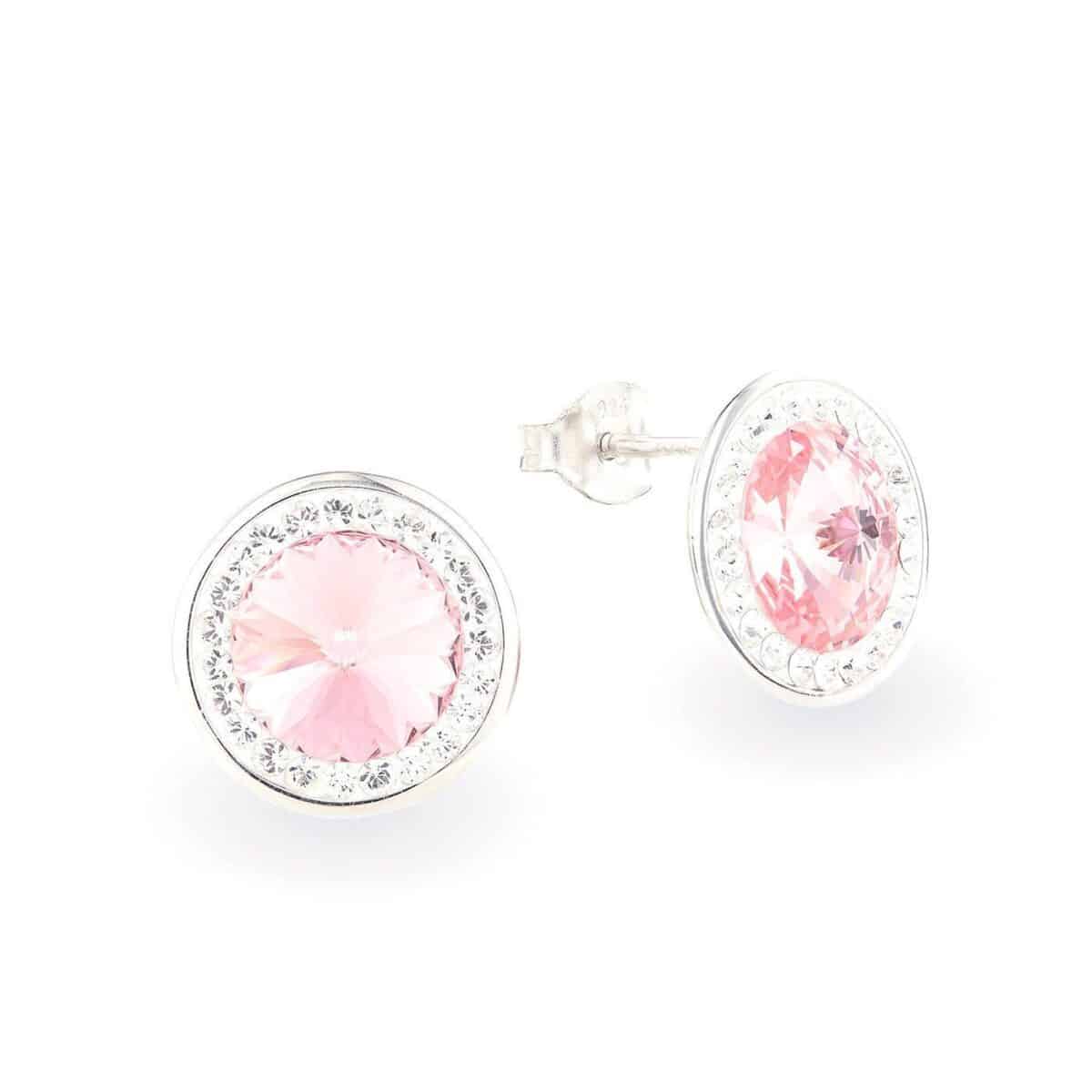 Swarovski kristályos ezüst fülbevaló – Brilliance Orbit Rózsaszín – ajándék díszdobozban