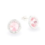 Swarovski kristályos ezüst fülbevaló – Brilliance Orbit Rózsaszín – ajándék díszdobozban