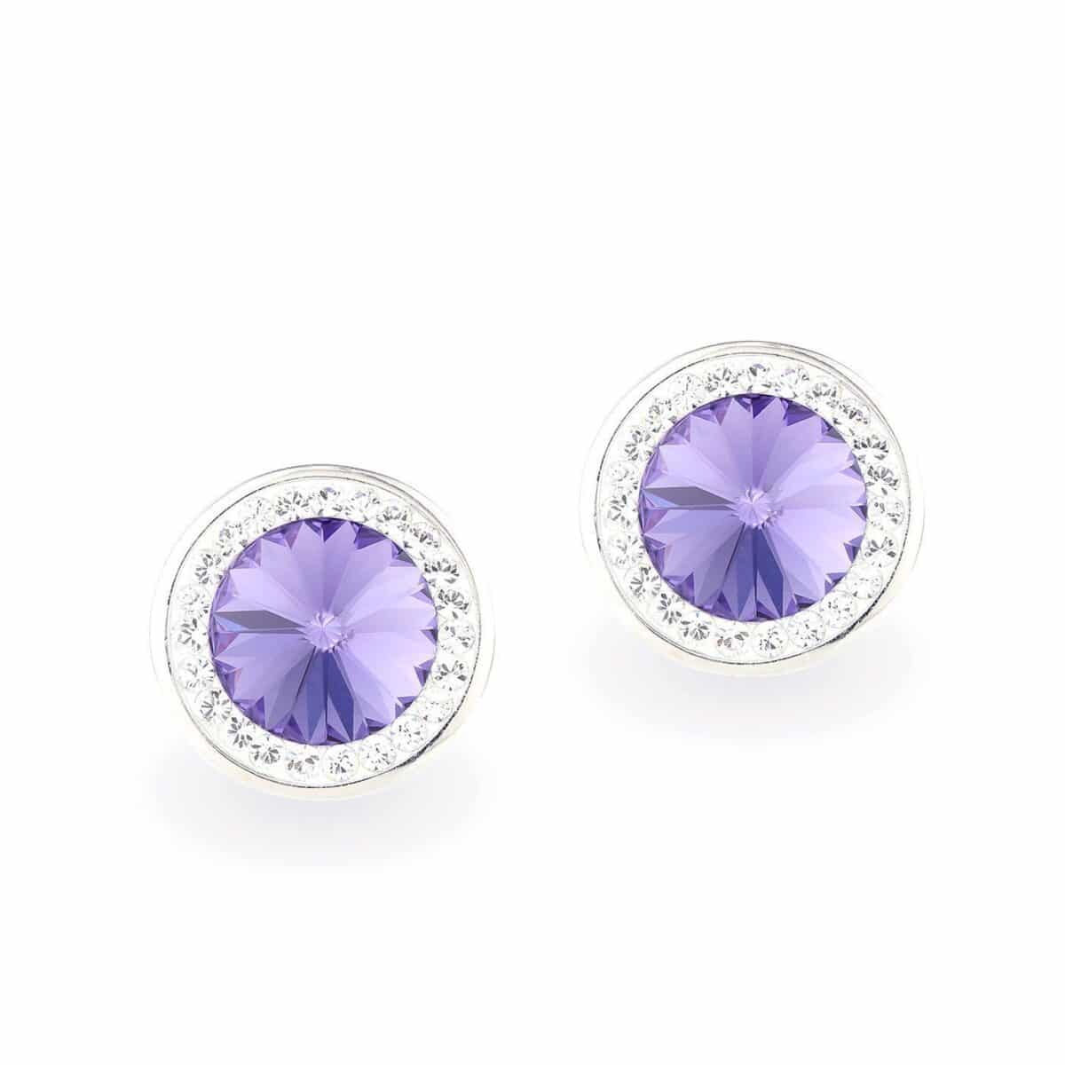 Swarovski kristályos ezüst fülbevaló - Brilliance Orbit Lila - ajándék díszdobozban
