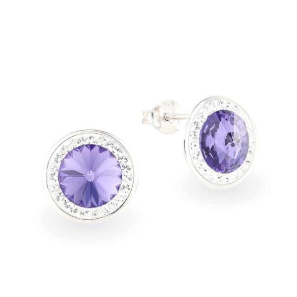 Swarovski kristályos ezüst fülbevaló - Brilliance Orbit Lila - ajándék díszdobozban